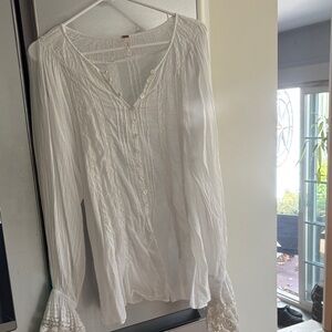 Free People White Button-Down Blouse